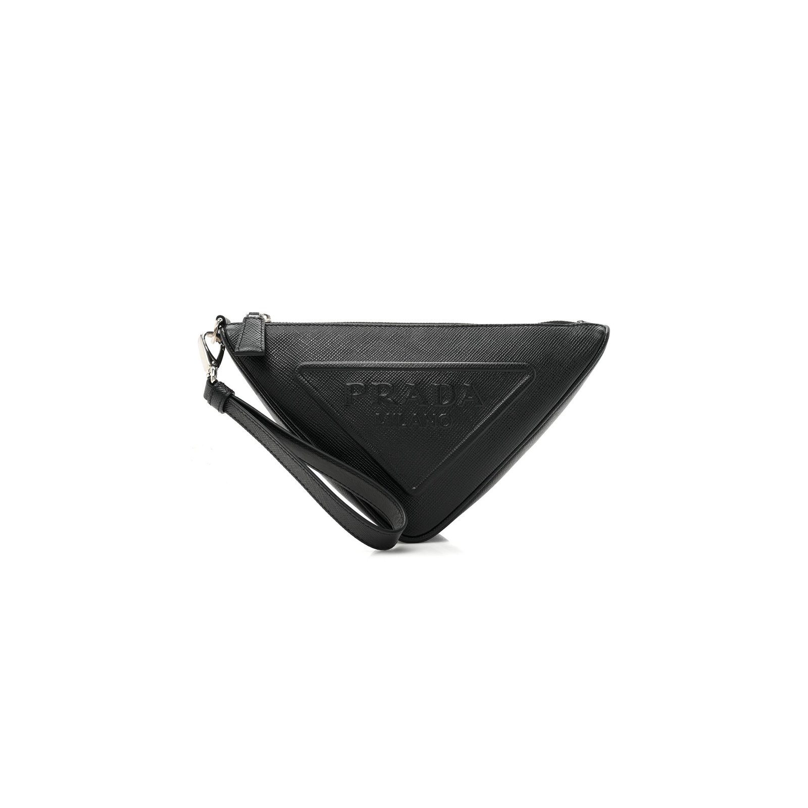 0039209849a76050f0f2b3356dcee840a7317d03 PRADA SAFFIANO TRIANGLE WRISTLET BLACK (27*15*8cm) - Image 1