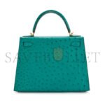 HERM�S MASTER VERT VERONE OSTRICH KELLY SELLIER 25 GOLD HARDWARE (25*17*7cm) - Image 4