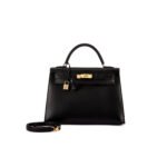 HERM�S MASTER VINTAGE BLACK BOX KELLY 32 GOLD HARDWARE (32*23*10.5cm)