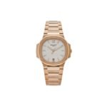 PATEK PHILIPPE NAUTILUS 'LADIES' AUTOMATIC ROSE GOLD SILVERY OPALINE DIAL WATCH 7118/1R-001