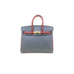 HERM�S MASTER BIRKIN 25 OSTRICH LEATHER GREY AND RED GOLD BUCKLE H041944CK56 (25*20*13cm)