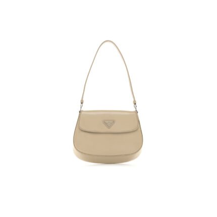 PRADA SPAZZOLATO CLEO FLAP SHOULDER BAG DESERTO (17*15*3cm)