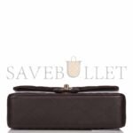 CHANEL CLASSIC DOUBLE FLAP BAG DARK BROWN LAMBSKIN LIGHT GOLD HARDWARE AS1117 (23*14.5*6cm) - Image 5