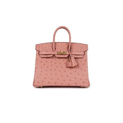 HERM�S MASTER BIRKIN 25 OSTRICH LEATHER CHERRY BLOSSOM PINK GOLD BUCKLE H041944CK92 (25*20*13cm)