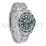 ROLEX SUBMARINER DATE STEEL GREEN STONES & DIAMOND 40MM WATCH 116610 - Image 4