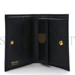 PRADA SAFFIANO TRIANGLE BI-FOLD WALLET BLACK (11*8*3cm) - Image 5
