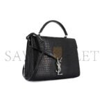 YSL CASSANDRA MEDIUM TOP HANDLE BAG IN CROCODILE-EMBOSSED SHINY LEATHER 578000546632 (24.5*20*11.5cm) - Image 3