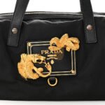 PRADA NYLON ANIMALIER BOSTON BAG BLACK (33*20*15cm) - Image 5
