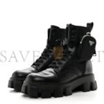 PRADA SPAZZOLATO ROIS RE-NYLON METAL TRIANGLE LOGO MENS MONOLITH POUCH POCKET 60MM COMBAT BOOTS 7.5 BLACK - Image 3