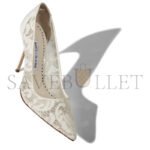 MANOLO BLAHNIK BBLA BRIDE WHITE LACE POINTED TOE PUMPS 9XX-0671-0004 - Image 3