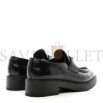 PRADA SPAZZOLATO METAL TRIANGLE LOGO 50MM LOAFERS 40.5 BLACK - Image 3