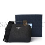 PRADA SAFFIANO TRAVEL MENS MEDIUM BRIQUE CROSSBODY BAG BLACK (22*17*6cm) - Image 2