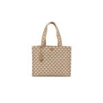 PRADA FABRIC EMBROIDERED SAFFIANO LARGE SYMBOLE TOTE BLACK BEIGE (43*31*20cm)