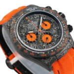 ROLEX DAYTONA DIW CARBON SWISSREPLICA DIAL ORANGE STRAP WATCH CM002-15C - Image 3