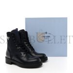 PRADA SPAZZOLATO RE-NYLON METAL TRIANGLE LOGO WOMENS 50MM COMBAT BOOTS 37 BLUE - Image 2