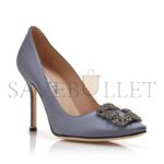 MANOLO BLAHNIK HANGISI GREY SATIN JEWEL BUCKLE PUMPS 9XX-0664-0053 - Image 2