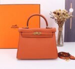 HermèsKelly Togo Calf Gold hardware Orange size: 25Cm/ 28Cm