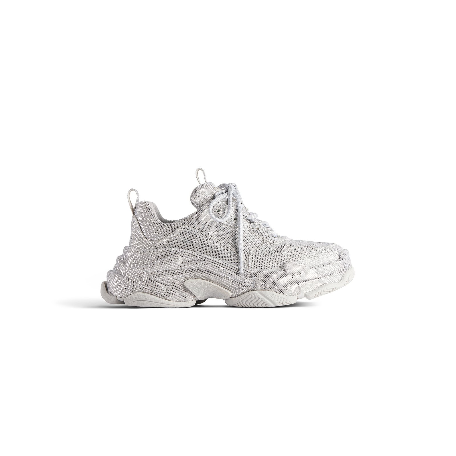 0b1a092a8fdb70c718315428a5541f3c703fe317 BALENCIAGA WOMEN'S TRIPLE S SNEAKER WITH RHINESTONES IN LIGHT GREY 524039W2TST1100 - Image 1
