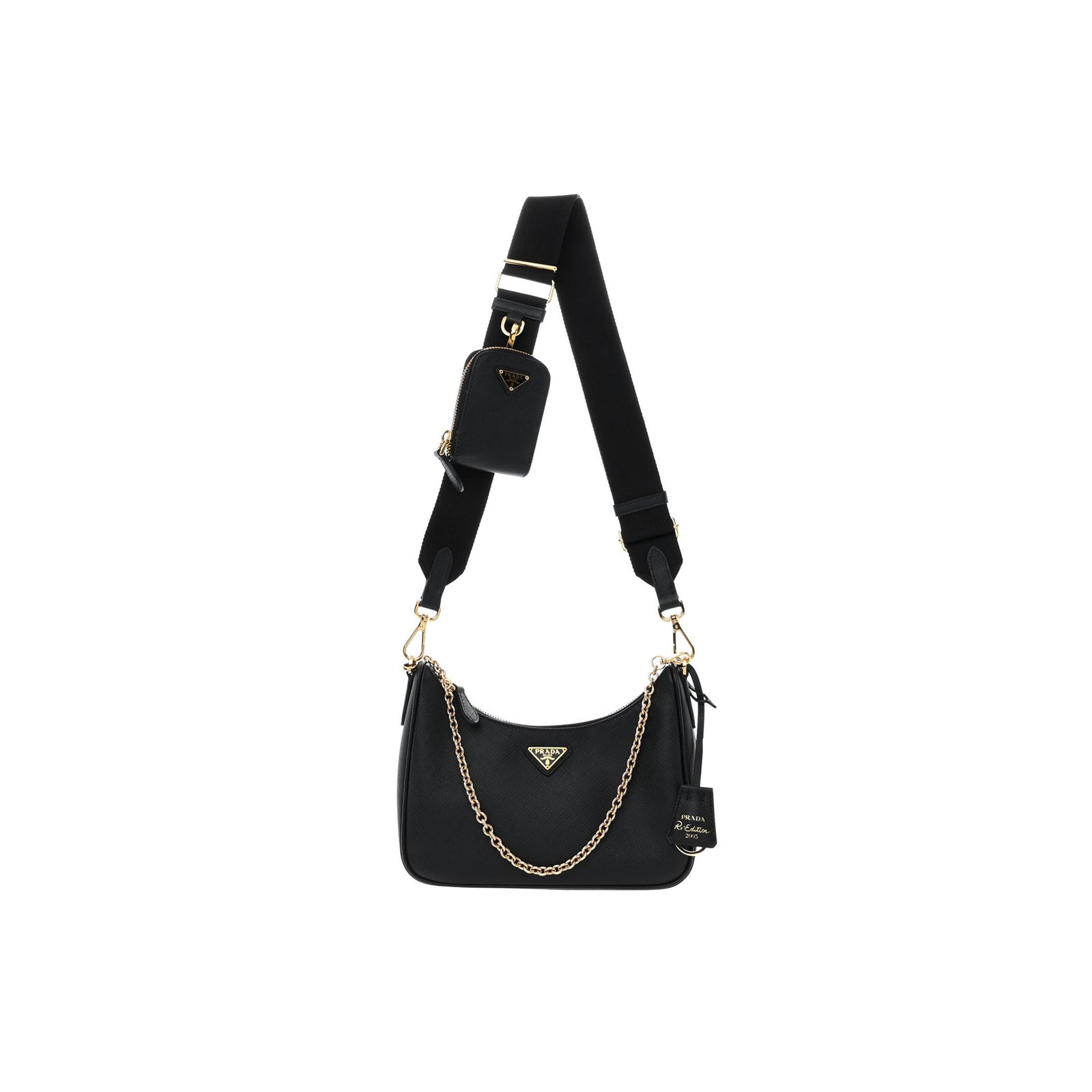 0b5eb4f30f898810c0f59d44acf8d4d1e4695c1c PRADA SAFFIANO LUX RE-EDITION 2005 SHOULDER BAG BLACK (22*17*6cm) - Image 1