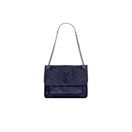 YSL NIKI MEDIUM CHAIN BAG IN CRINKLED VINTAGE LEATHER 633158362250 (28*20*8.5cm)