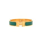 HERM�S ENAMEL NARROW CLIC CLAC H BRACELET PM MALACHITE