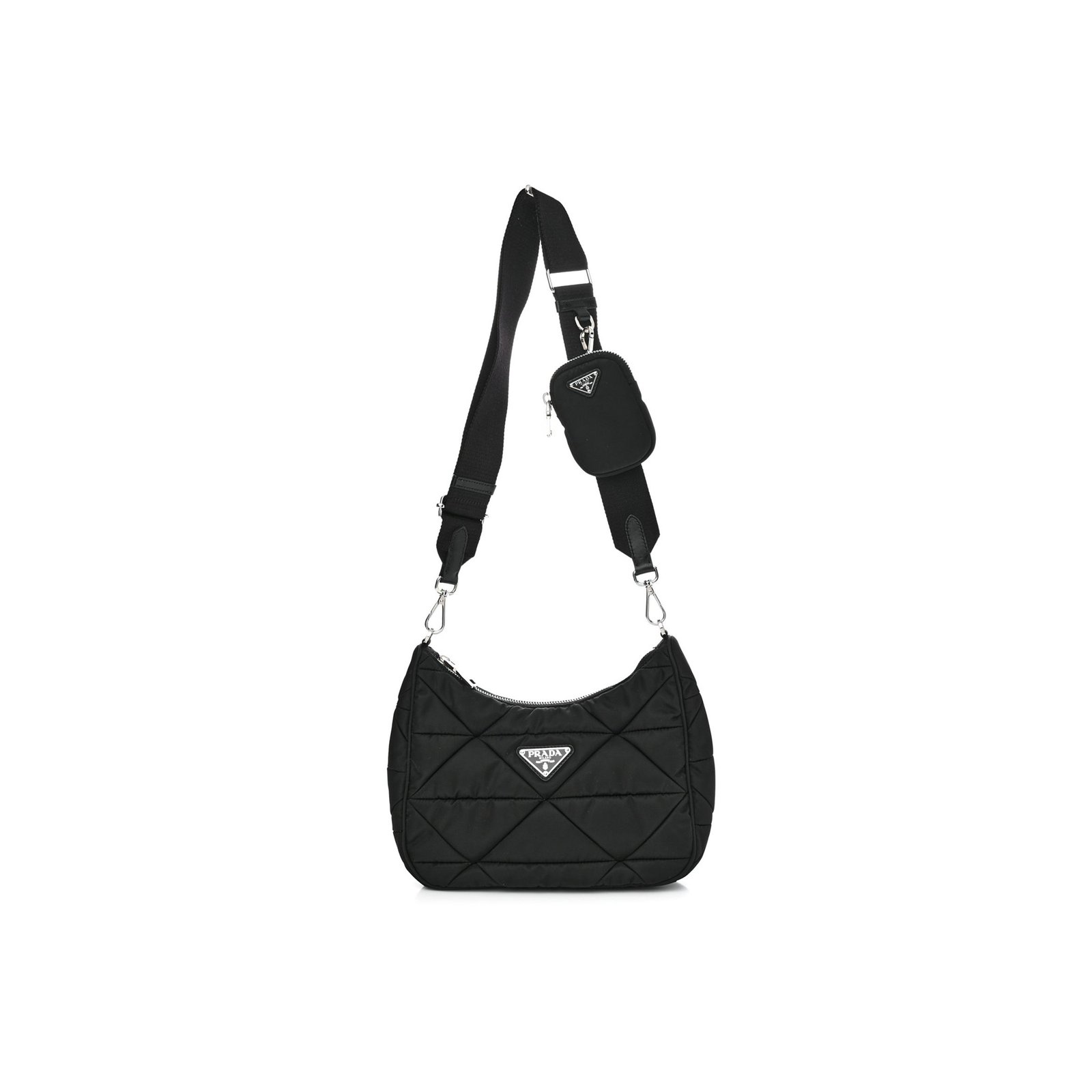 0c8eb42d39599b5595802eac4e55e1d6dfdc9c57 PRADA TESSUTO NYLON QUILTED PATCHWORK RE-EDITION HOBO BAG BLACK (24*20*7cm) - Image 1
