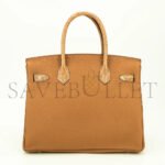 HERM�S MASTER BIRKIN 25 CROCODILE AND TOGO LEATHER GOLDEN BROWN SILVER BUCKLE H076216CK44 (25*20*13cm) - Image 2