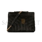 YSL LOULOU MEDIUM CHAIN BAG IN SUEDE 487216142203 (32*22*11cm) - Image 2