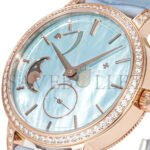 VACHERON CONSTANTIN TRADITIONELLE MOON PHASE BLUE MOP DIAL WITH DIAMOND BEZEL IN PINK GOLD ON BLUE LEATHER STRAP WATCH 83570/000R-9915 - Image 2