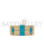 HERM�S MASTER BLEU DU NORD SWIFT LEATHER & OSIER MINI PICNIC KELLY 20 WITH PALLADIUM HARDWARE (20*14*8cm) - Image 5