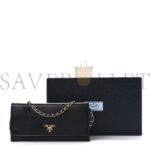 PRADA SAFFIANO METAL ORO CHAIN WALLET BLACK (21*11*2cm) - Image 2