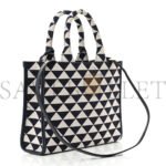 PRADA JACQUARD SAFFIANO TRIANGOLO SYMBOLE EMBROIDERED SMALL TOTE BALTICO TALCO (29*22*9cm) - Image 2