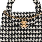CHANEL TWEED HOUNDSTOOTH QUILTED NANO KELLY SHOPPER BLACK WHITE AS4416 (19*13*7cm) - Image 5