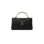 CHANEL CAVIAR QUILTED CHAIN TOP HANDLE WITH CHAIN BLACK (18*10*4cm)