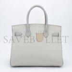 HERM�S MASTER BIRKIN 25 CROCODILE AND TOGO LEATHER PEARL GREY GOLD BUCKLE H076216CK15 (25*20*13cm) - Image 2