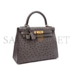 HERM�S MASTER OSTRICH KELLY 25 PEWTER GREY GOLD BUCKLE (25*17*7cm) - Image 2