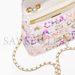 CHANEL SEQUIN LOGO CC SMALL SINGLE FLAP WHITE MULTICOLOR (20*13*6cm) - Image 3