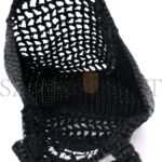 PRADA RAFFIA EMBROIDERED SMALL LOGO TOTE BAG BLACK (23*22*11cm) - Image 4
