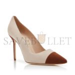 MANOLO BLAHNIK CAPCOUR BROWN AND BEIGE SUEDE POINTED TOE PUMPS 424-1966-0004 - Image 2