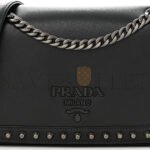 PRADA GLACE CALFSKIN STUDDED CROSSBODY BLACK (22*15*6cm) - Image 6