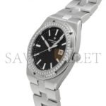 VACHERON CONSTANTIN OVERSEAS 33 QUARTZ STAINLESS STEEL DIAMOND BLACK DIAL WATCH 1205V/100A-B591 - Image 3
