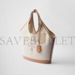 PRADA LARGE LINEN BLEND AND LEATHER TOTE BAG 1BG472 (37*30*13cm) - Image 5