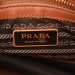 PRADA JACQUARD SAFFIANO TRIANGOLO SYMBOLE EMBROIDERED SMALL TOTE TOBACCO TALCO (28*22*9cm) - Image 5