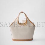 PRADA LARGE LINEN BLEND AND LEATHER TOTE BAG 1BG472 (37*30*13cm) - Image 4