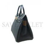 HERM�S MASTER BIRKIN 25 CROCODILE AND TOGO LEATHER PRUSSIAN GREEN SILVER BUCKLE H076216CK29 (25*20*13cm) - Image 3