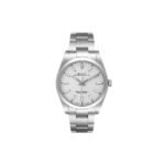 ROLEX OYSTER PERPETUAL SILVER DIAL STEEL 39MM WATCH 114300