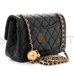 CHANEL LAMBSKIN QUILTED MINI RECTANGULAR PEARL CRUSH FLAP BLACK AS1787 (19*13*6cm) - Image 3