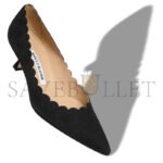 MANOLO BLAHNIK SRILASCA BLACK SUEDE SCALLOPED PUMPS 120-1218-0002 - Image 3