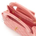 CHANEL PINK AGED QUILTED CALFSKIN MINI KELLY SHOPPER BRUSHED GOLD HARDWARE AS4416 (19*13*7cm) - Image 5