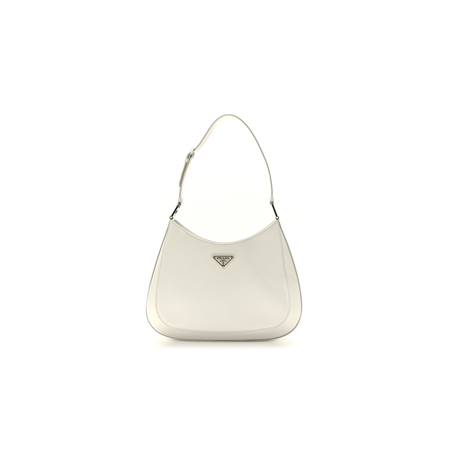 1af215e7421ed9cc8b34949a81aa7fe0a98a59a5 PRADA BRUSHED CALFSKIN CLEO ADJUSTABLE STRAP SHOULDER BAG WHITE (28*23*5cm) - Image 1